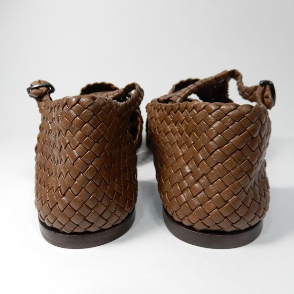 HEREU Serra Woven Square Toe Flat Sandals Size 36 5.5 Brown Leather NEW - Picture 8 of 16